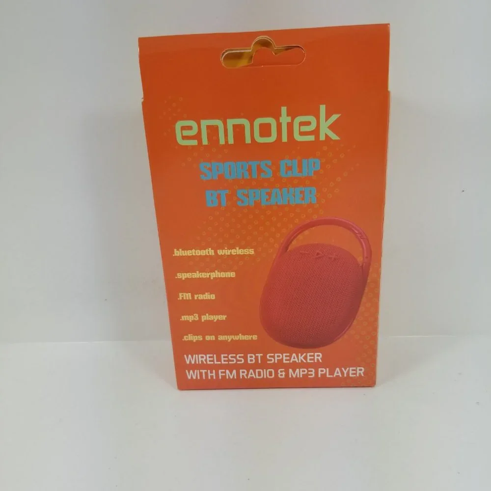 Sports clip Speaker red wireless with FM radio, MP3 player